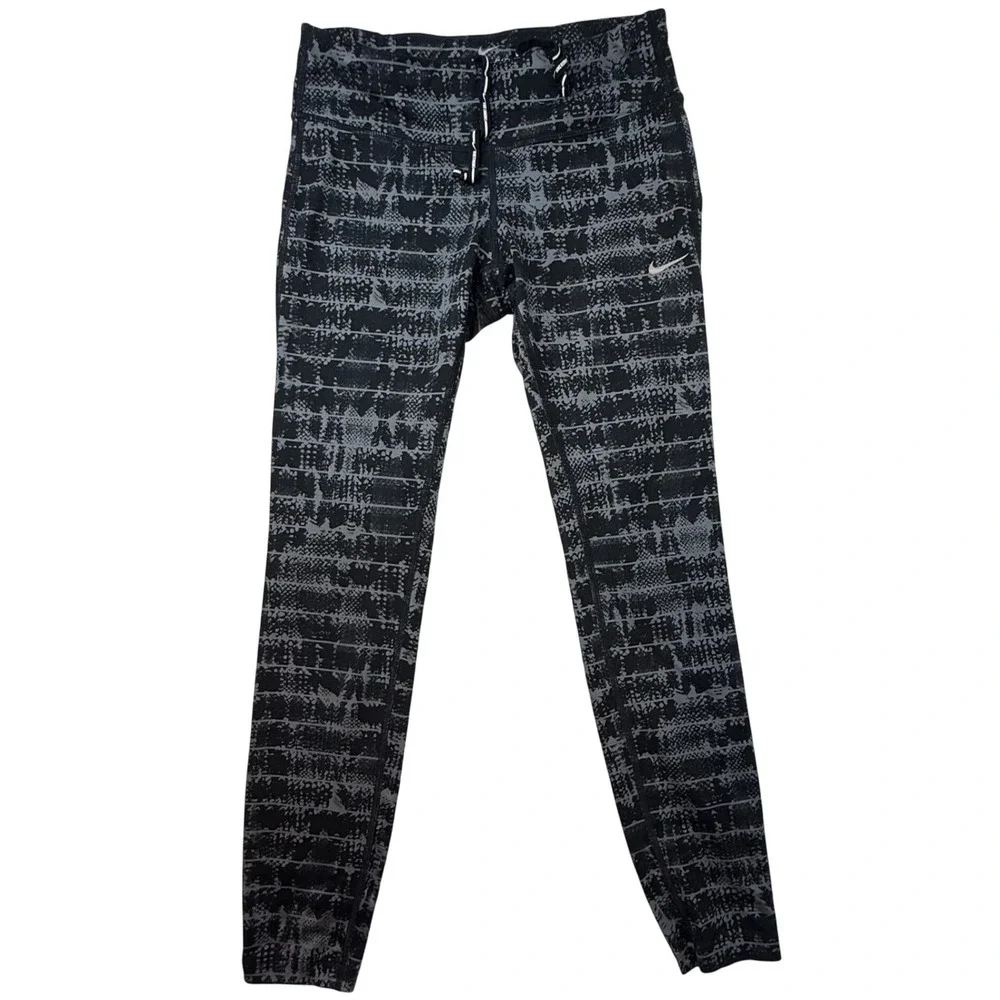 Nike Dri-FIT‎ Women's Athletic Leggings Black Grey Snake Print Size Small